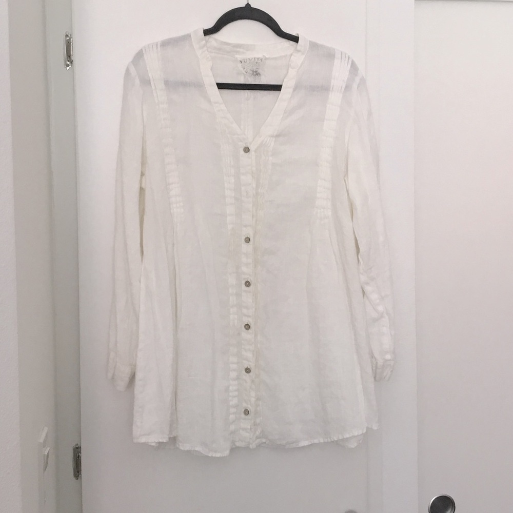 Ruffled Linen A-Line Tunic